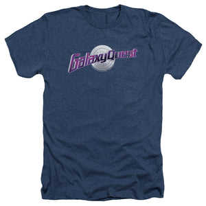 AN OFFCIALLY LICENSED GALAXY QUEST LOGO MEN'S HEATHER T-SHIRT NAVY