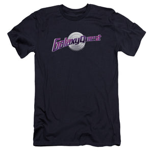 AN OFFCIALLY LICENSED GALAXY QUEST LOGO MEN'S PREMIUM SLIM FIT T-SHIRT NAVY