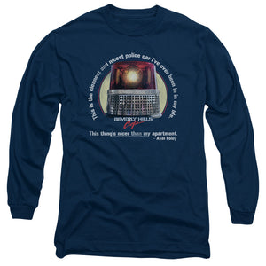 AN OFFCIALLY LICENSED BEVERLY HILLS COP NICEST POLICE CAR MEN'S LONG SLEEVE T-SHIRT NAVY