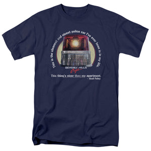 AN OFFCIALLY LICENSED BEVERLY HILLS COP NICEST POLICE CAR MEN'S REGULAR FIT T-SHIRT NAVY