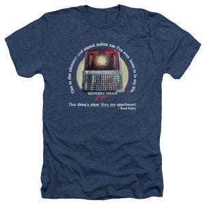 AN OFFCIALLY LICENSED BEVERLY HILLS COP NICEST POLICE CAR MEN'S HEATHER T-SHIRT NAVY