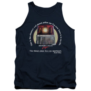 AN OFFCIALLY LICENSED BEVERLY HILLS COP NICEST POLICE CAR ADULT UNISEX TANK TOP NAVY