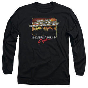 AN OFFCIALLY LICENSED BEVERLY HILLS COP BANANA IN MY TAILPIPE MEN'S LONG SLEEVE T-SHIRT BLACK