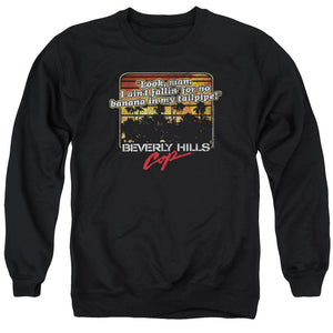 AN OFFCIALLY LICENSED BEVERLY HILLS COP BANANA IN MY TAILPIPE ADULT UNISEX CREWNECK SWEATSHIRT BLACK