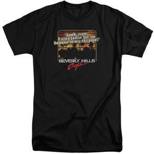 AN OFFCIALLY LICENSED BEVERLY HILLS COP BANANA IN MY TAILPIPE MEN'S TALL FIT T-SHIRT BLACK