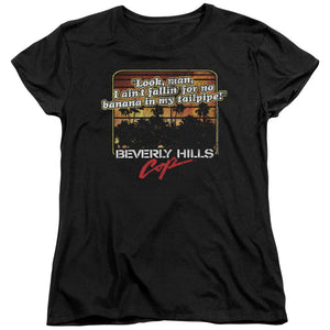 AN OFFCIALLY LICENSED BEVERLY HILLS COP BANANA IN MY TAILPIPE WOMEN'S REGULAR FIT T-SHIRT BLACK