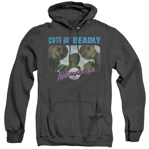 AN OFFCIALLY LICENSED GALAXY QUEST CUTE BUT DEADLY ADULT UNISEX HEATHER PULLOVER HOODIE BLACK