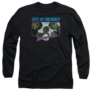 AN OFFCIALLY LICENSED GALAXY QUEST CUTE BUT DEADLY MEN'S LONG SLEEVE T-SHIRT BLACK