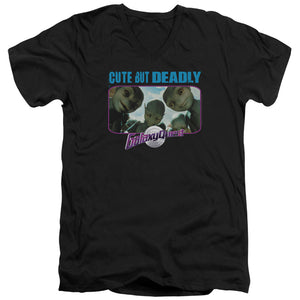 AN OFFCIALLY LICENSED GALAXY QUEST CUTE BUT DEADLY MEN'S V-NECK T-SHIRT BLACK