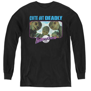 AN OFFCIALLY LICENSED GALAXY QUEST CUTE BUT DEADLY YOUTH LONG SLEEVE T-SHIRT BLACK