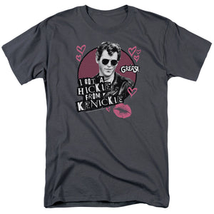 AN OFFCIALLY LICENSED GREASE KENICKIE MEN'S REGULAR FIT T-SHIRT CHARCOAL