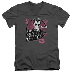 AN OFFCIALLY LICENSED GREASE KENICKIE MEN'S V-NECK T-SHIRT CHARCOAL