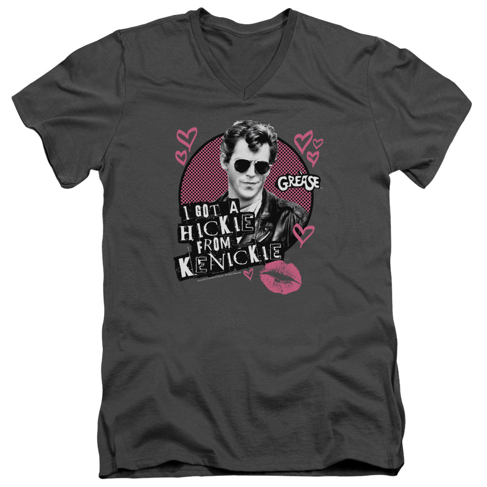 AN OFFCIALLY LICENSED GREASE KENICKIE MEN'S V-NECK T-SHIRT CHARCOAL