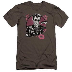 AN OFFCIALLY LICENSED GREASE KENICKIE MEN'S PREMIUM SLIM FIT T-SHIRT CHARCOAL