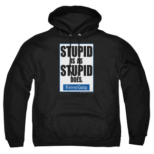 AN OFFCIALLY LICENSED FORREST GUMP STUPID IS ADULT UNISEX PULLOVER HOODIE BLACK