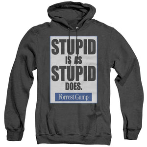 AN OFFCIALLY LICENSED FORREST GUMP STUPID IS ADULT UNISEX HEATHER PULLOVER HOODIE BLACK