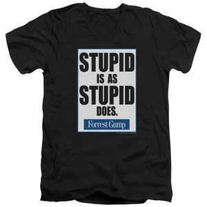 AN OFFCIALLY LICENSED FORREST GUMP STUPID IS MEN'S V-NECK T-SHIRT BLACK