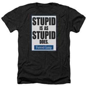 AN OFFCIALLY LICENSED FORREST GUMP STUPID IS MEN'S HEATHER T-SHIRT CHARCOAL