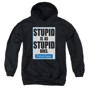 AN OFFCIALLY LICENSED FORREST GUMP STUPID IS YOUTH HOODIE BLACK