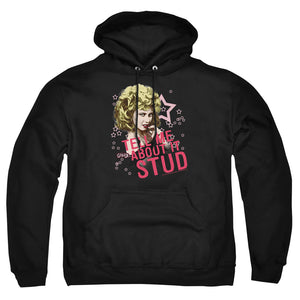 AN OFFCIALLY LICENSED GREASE TELL ME ABOUT IT STUD ADULT UNISEX PULLOVER HOODIE BLACK