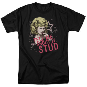AN OFFCIALLY LICENSED GREASE TELL ME ABOUT IT STUD MEN'S REGULAR FIT T-SHIRT BLACK