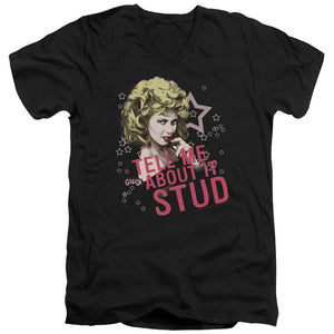 AN OFFCIALLY LICENSED GREASE TELL ME ABOUT IT STUD MEN'S V-NECK T-SHIRT BLACK