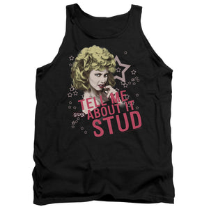 AN OFFCIALLY LICENSED GREASE TELL ME ABOUT IT STUD ADULT UNISEX TANK TOP BLACK