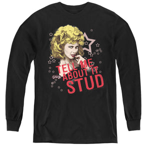 AN OFFCIALLY LICENSED GREASE TELL ME ABOUT IT STUD YOUTH LONG SLEEVE T-SHIRT BLACK