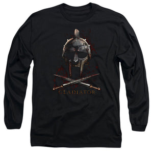 AN OFFCIALLY LICENSED GLADIATOR HELMET MEN'S LONG SLEEVE T-SHIRT BLACK