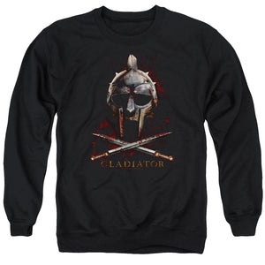 AN OFFCIALLY LICENSED GLADIATOR HELMET ADULT UNISEX CREWNECK SWEATSHIRT BLACK