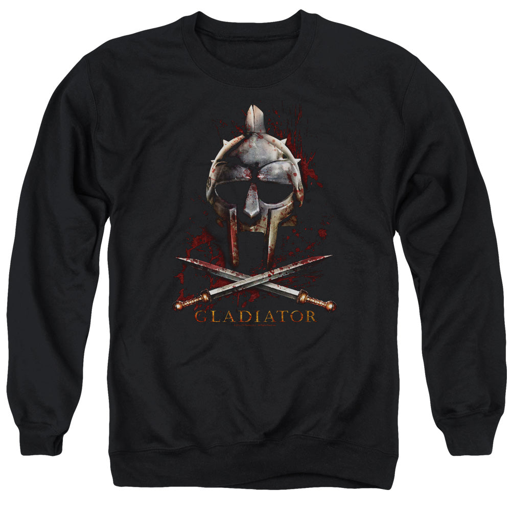 AN OFFCIALLY LICENSED GLADIATOR HELMET ADULT UNISEX CREWNECK SWEATSHIRT BLACK