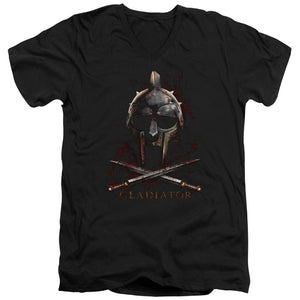 AN OFFCIALLY LICENSED GLADIATOR HELMET MEN'S V-NECK T-SHIRT BLACK