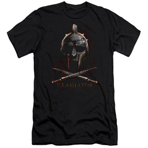 AN OFFCIALLY LICENSED GLADIATOR HELMET MEN'S PREMIUM SLIM FIT T-SHIRT BLACK