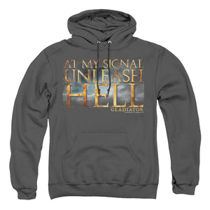 AN OFFCIALLY LICENSED GLADIATOR UNLEASH HELL ADULT UNISEX PULLOVER HOODIE BLACK