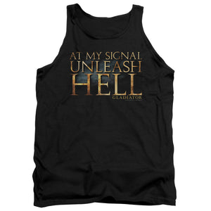 AN OFFCIALLY LICENSED GLADIATOR UNLEASH HELL ADULT UNISEX TANK TOP BLACK