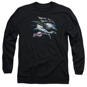 AN OFFCIALLY LICENSED GALAXY QUEST NEVER SURRENDER MEN'S LONG SLEEVE T-SHIRT BLACK
