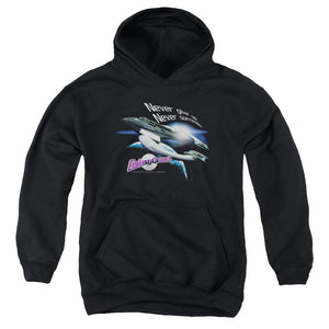 AN OFFCIALLY LICENSED GALAXY QUEST NEVER SURRENDER YOUTH HOODIE BLACK