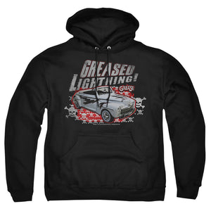 AN OFFCIALLY LICENSED GREASE GREASED LIGHTENING ADULT UNISEX PULLOVER HOODIE BLACK