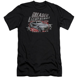 AN OFFCIALLY LICENSED GREASE GREASED LIGHTENING MEN'S PREMIUM SLIM FIT T-SHIRT BLACK