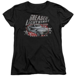 AN OFFCIALLY LICENSED GREASE GREASED LIGHTENING WOMEN'S REGULAR FIT T-SHIRT BLACK