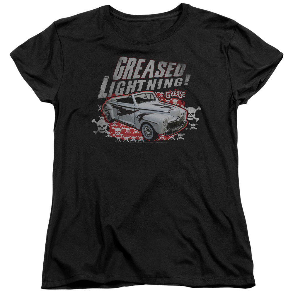 AN OFFCIALLY LICENSED GREASE GREASED LIGHTENING WOMEN'S REGULAR FIT T-SHIRT BLACK