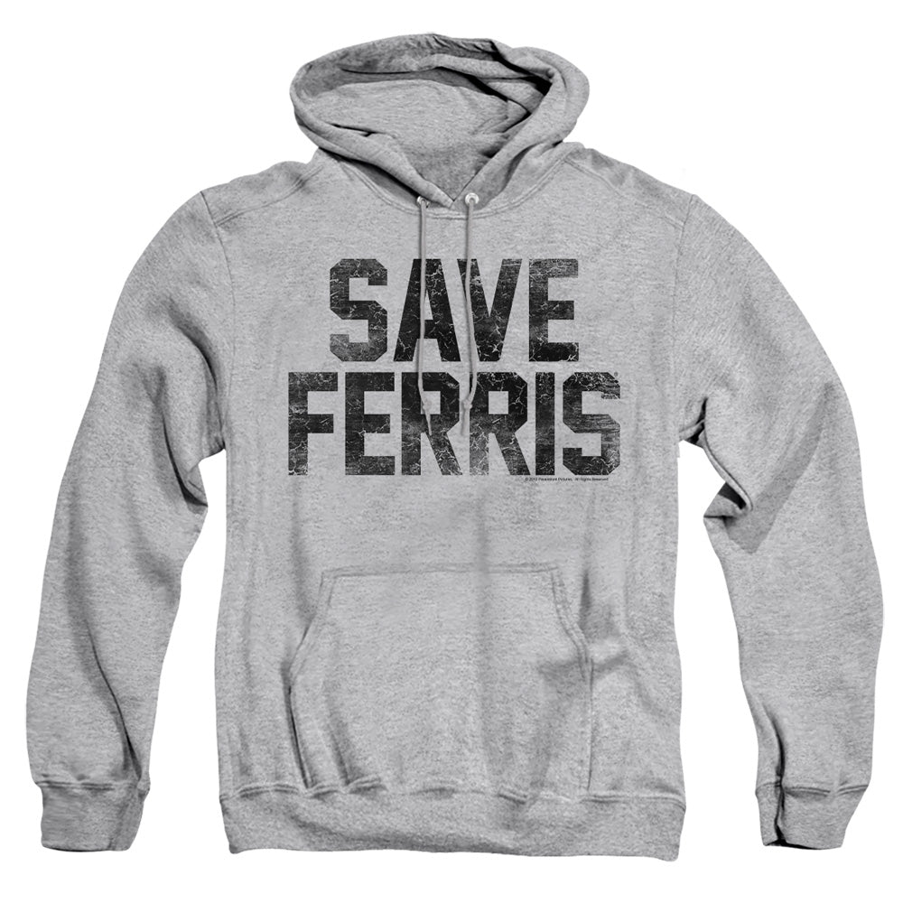 AN OFFCIALLY LICENSED FERRIS BUELLER SAVE FERRIS ADULT UNISEX PULLOVER HOODIE ATHLETIC HEATHER