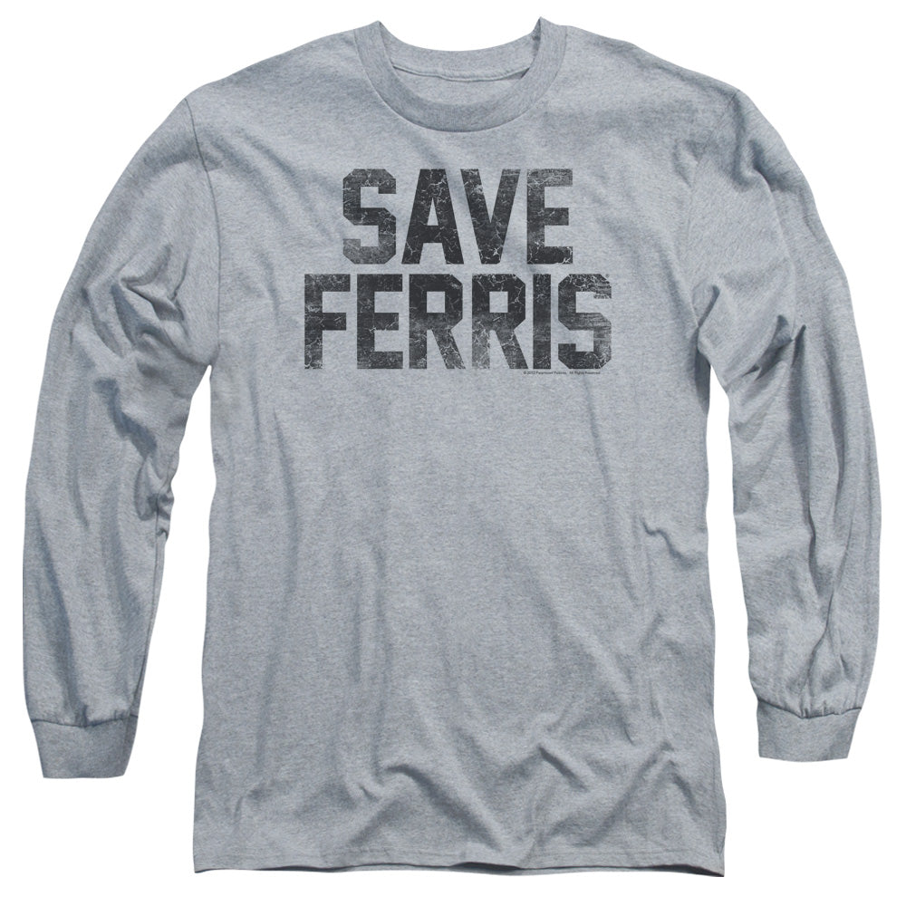 AN OFFCIALLY LICENSED FERRIS BUELLER SAVE FERRIS MEN'S LONG SLEEVE T-SHIRT ATHLETIC HEATHER