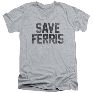 AN OFFCIALLY LICENSED FERRIS BUELLER SAVE FERRIS MEN'S V-NECK T-SHIRT ATHLETIC HEATHER