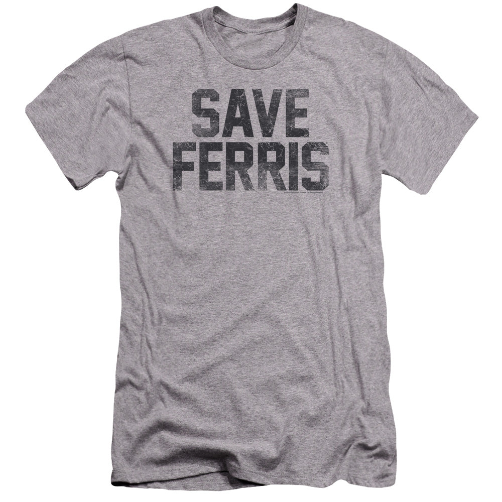 AN OFFCIALLY LICENSED FERRIS BUELLER SAVE FERRIS MEN'S PREMIUM SLIM FIT T-SHIRT ATHLETIC HEATHER