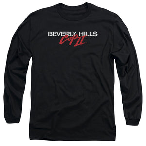 AN OFFCIALLY LICENSED BEVERLY HILLS COP II LOGO MEN'S LONG SLEEVE T-SHIRT BLACK