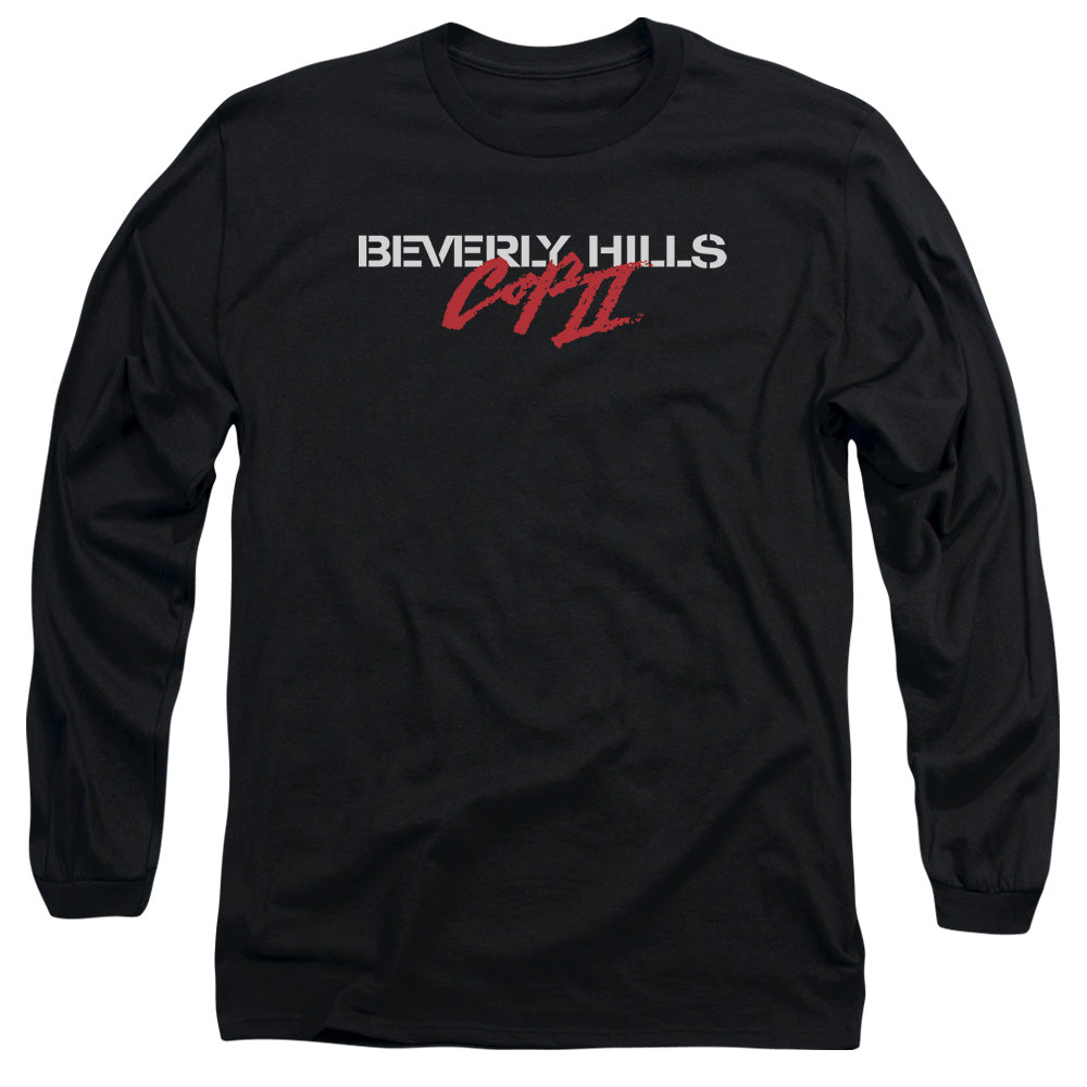 AN OFFCIALLY LICENSED BEVERLY HILLS COP II LOGO MEN'S LONG SLEEVE T-SHIRT BLACK