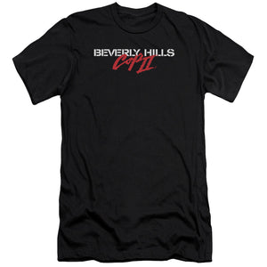 AN OFFCIALLY LICENSED BEVERLY HILLS COP II LOGO MEN'S PREMIUM SLIM FIT T-SHIRT BLACK