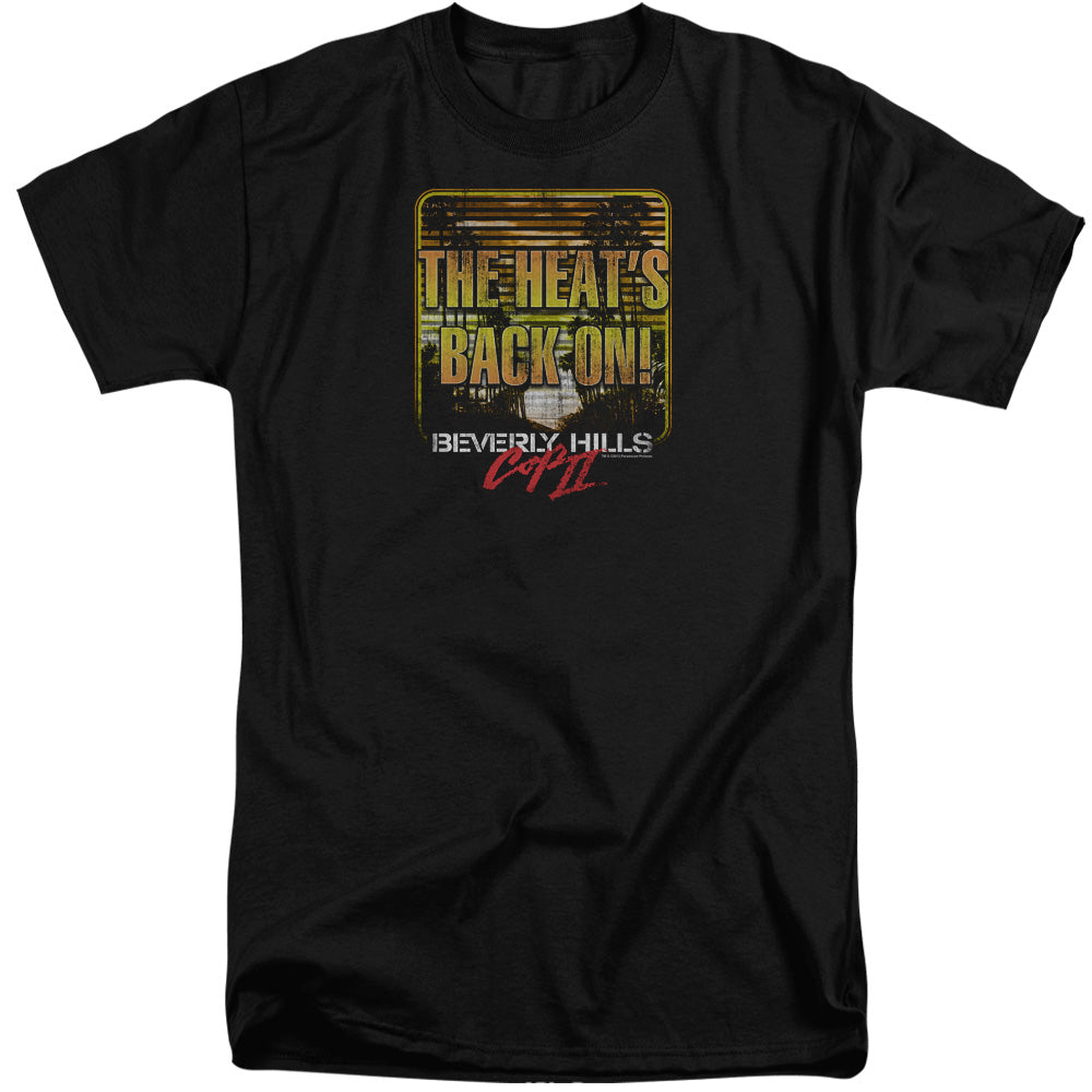 AN OFFCIALLY LICENSED BEVERLY HILLS COP II THE HEATS BACK ON MEN'S TALL FIT T-SHIRT BLACK