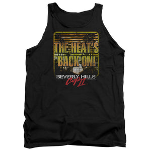 AN OFFCIALLY LICENSED BEVERLY HILLS COP II THE HEATS BACK ON ADULT UNISEX TANK TOP BLACK